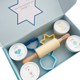 Hanukkah Playbox lid open to show dough, cutters, and optional rolling pin