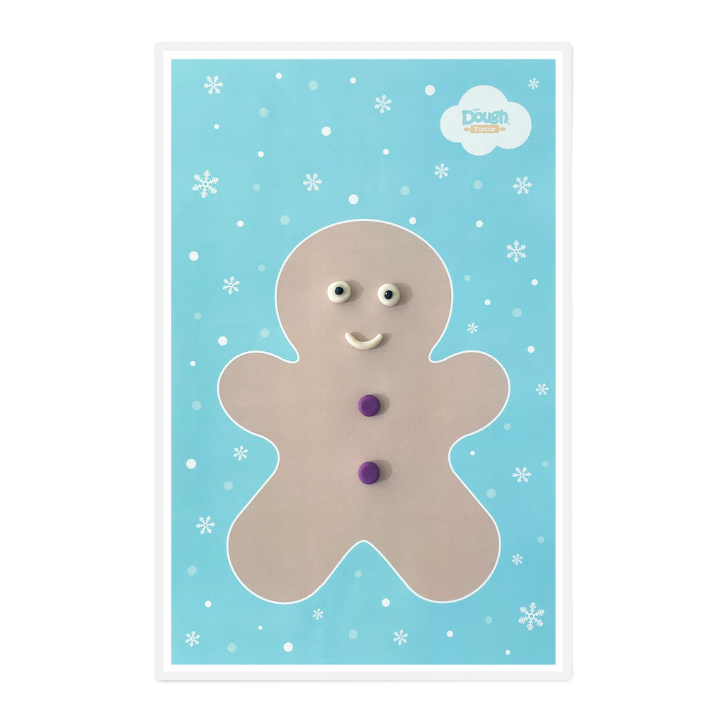 Gingerbread Playmat front showing some dough eyes, smile, and buttons