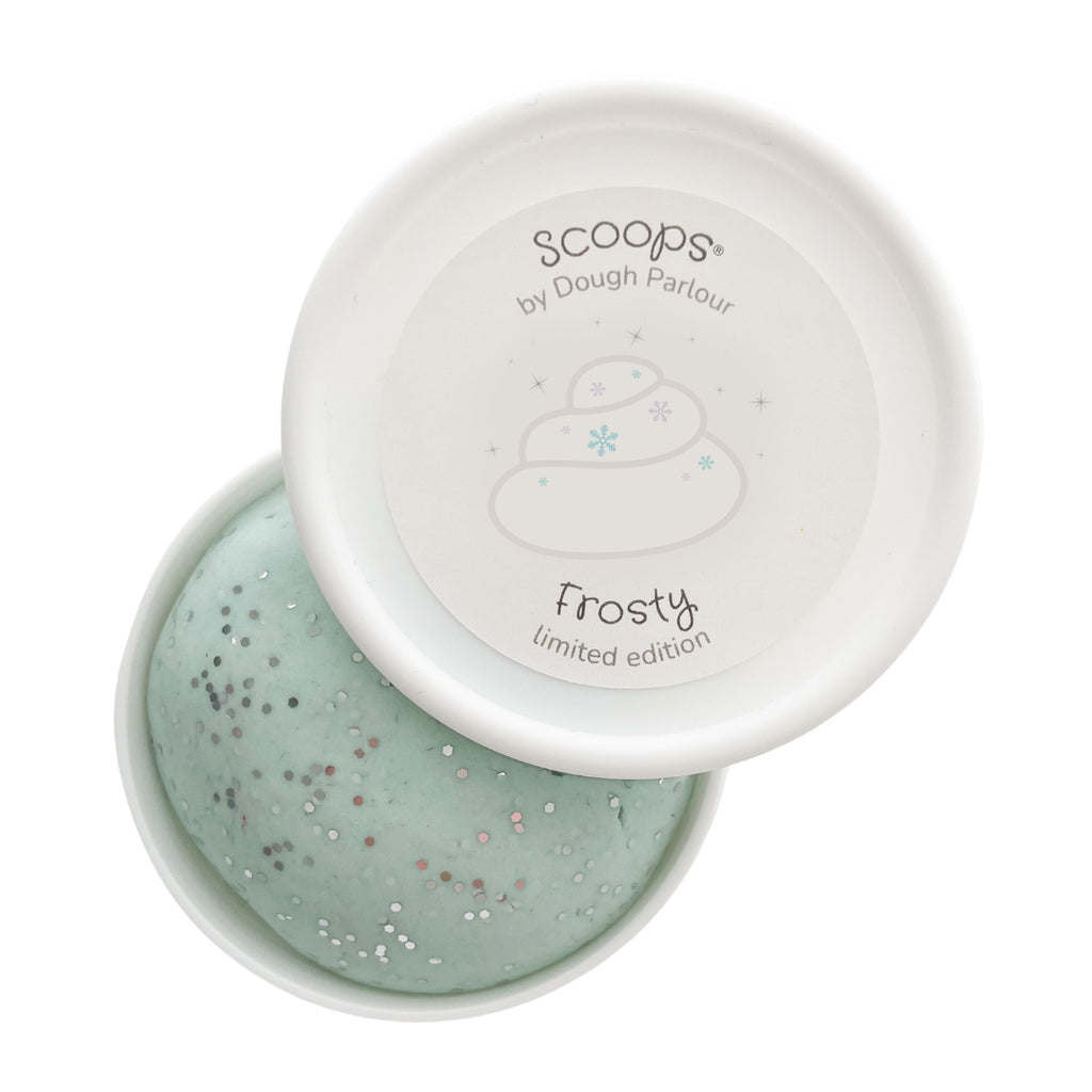 Scoops® Frosty Glitter dough tub open