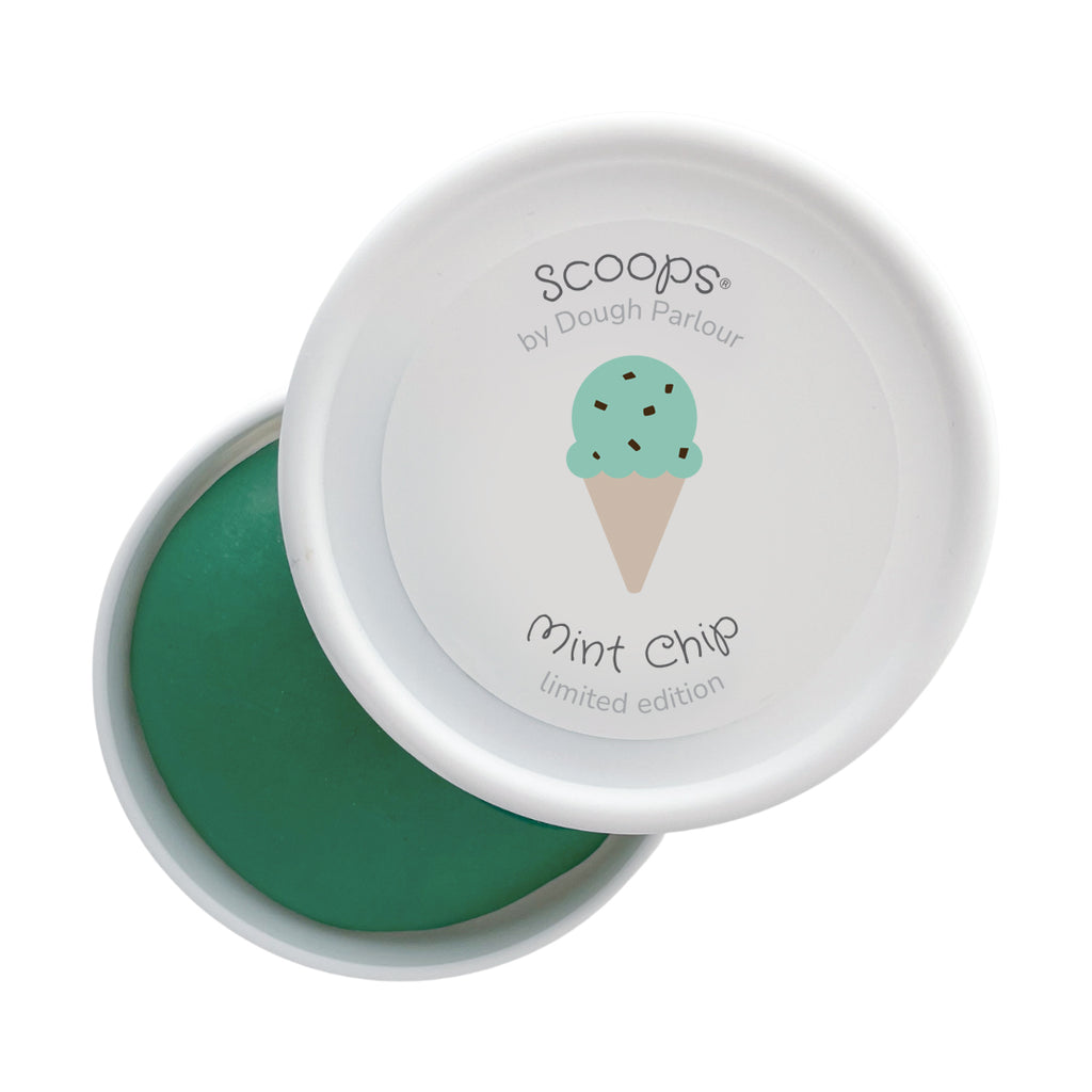 Scoops® Mint Chip dough tub open