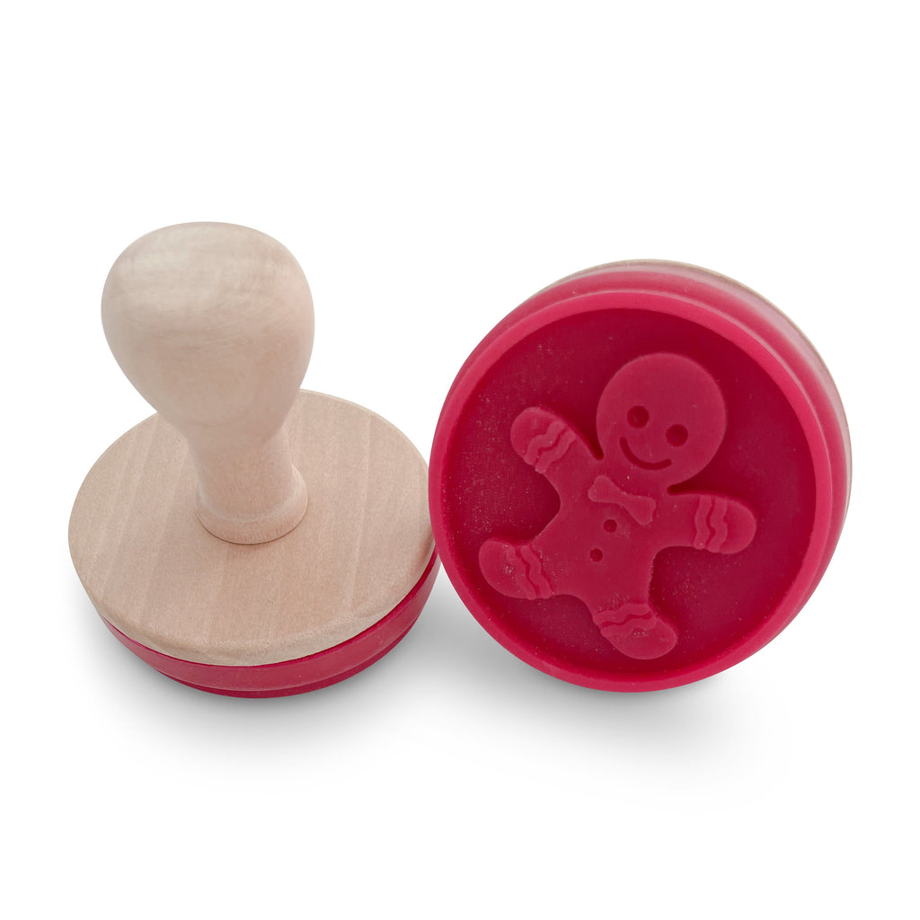 Wooden gingerbread man dough stamper